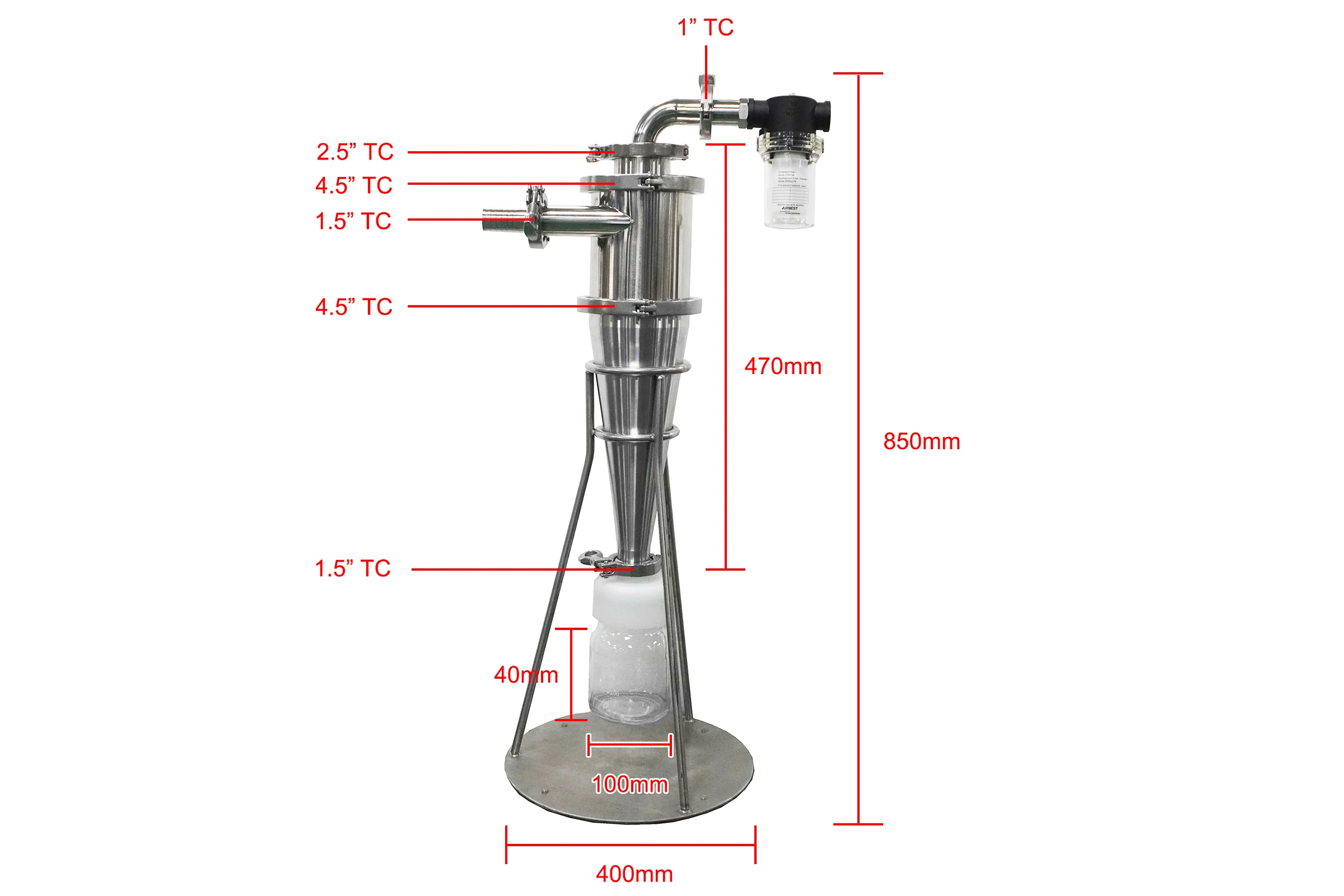 Lab Scale High-Efficiency Cyclone for Jet Mill - BPM-CL - Image 4