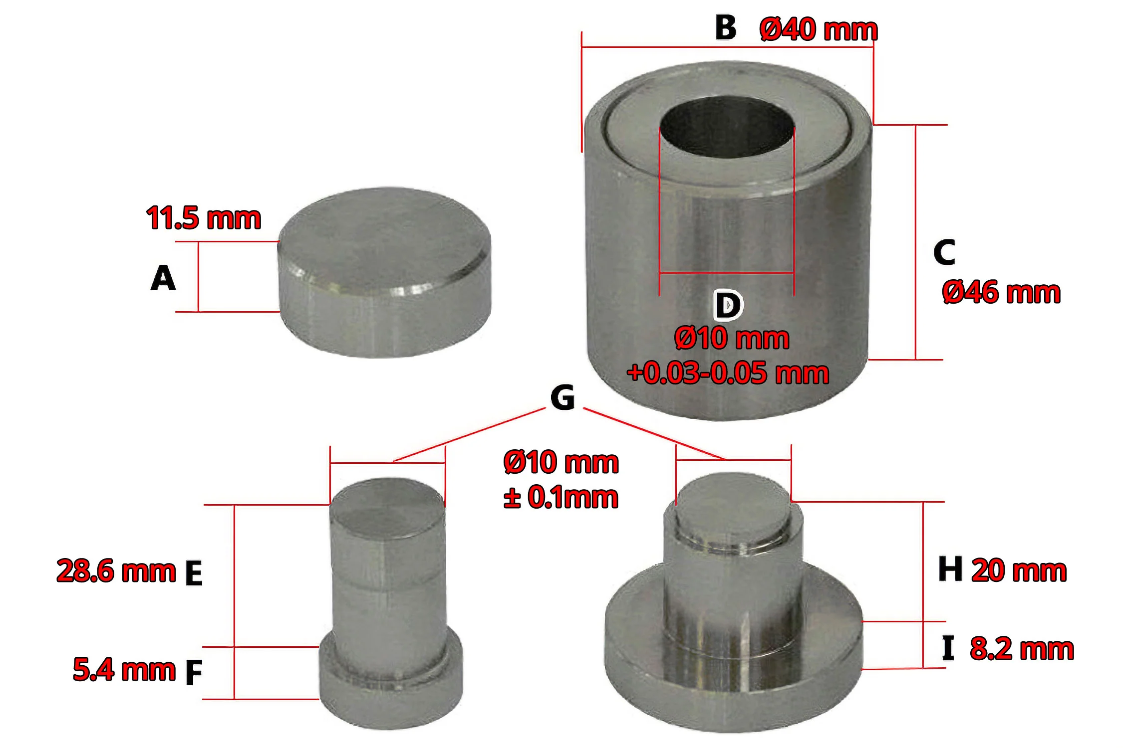 10 mm ( I.D. ) Dry Pellet Pressing Die - Die10DB - Image 2