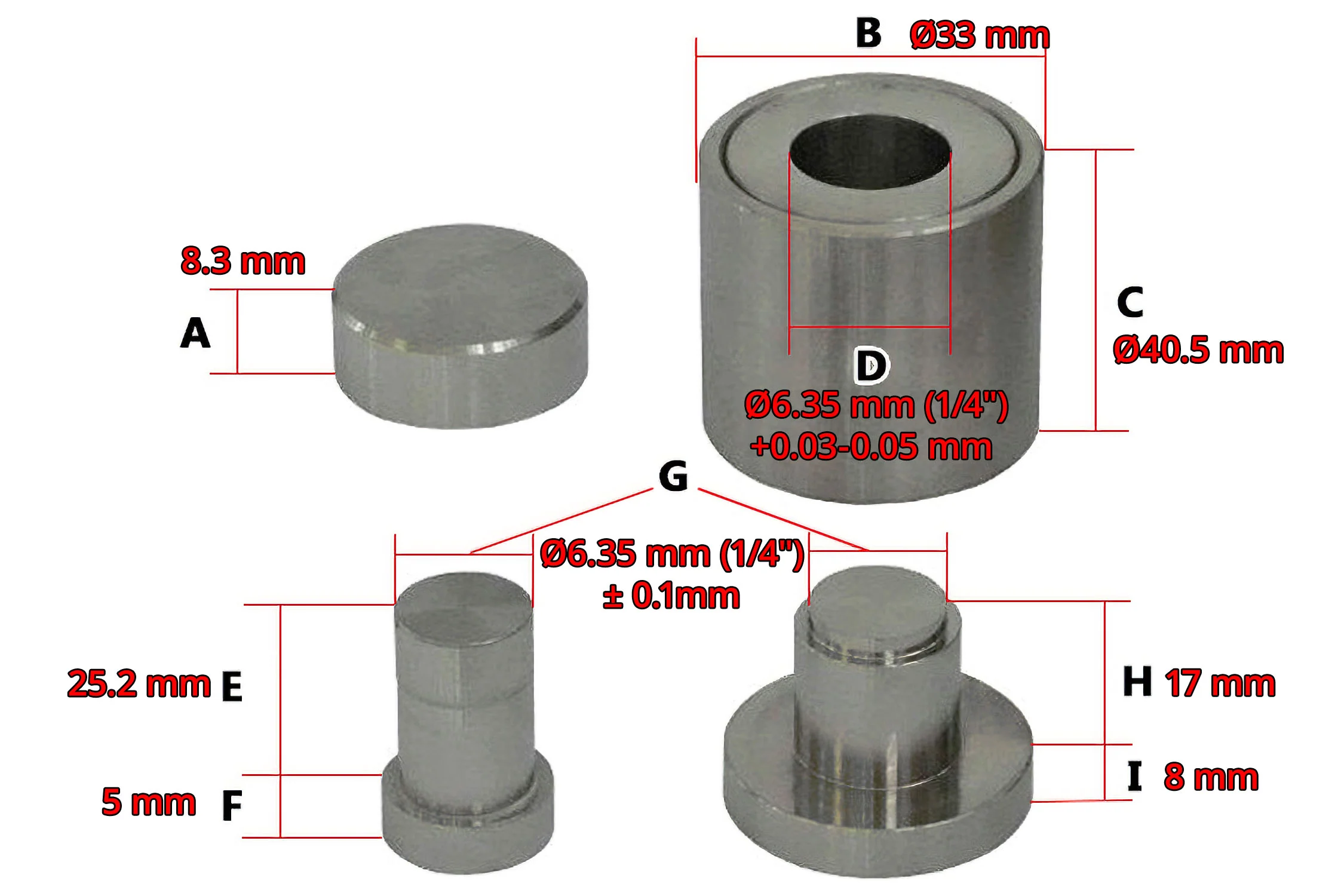 1/4" ( I.D. ) Dry Pellet Pressing Die - Die06DB - Image 2