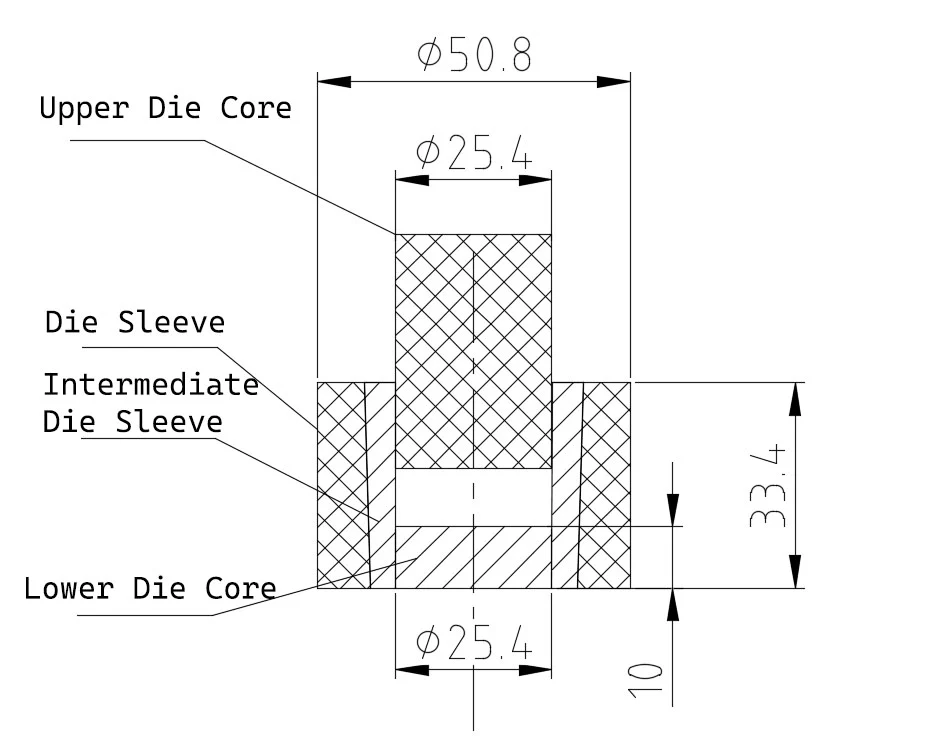 1"(25.4mm) I.D Splitable Graphite Dry Pressing Die of. for SPS and RHP Furnace - Die-25D-GP-4S - Image 2