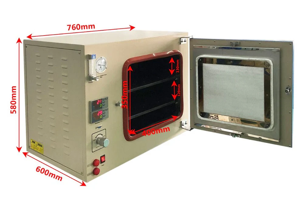 500°C 53L Vacuum Oven (16x13x14") w/ Gas Flow-meter, Chiller & Vacuum Pump - DZF-6050-HT - Image 2