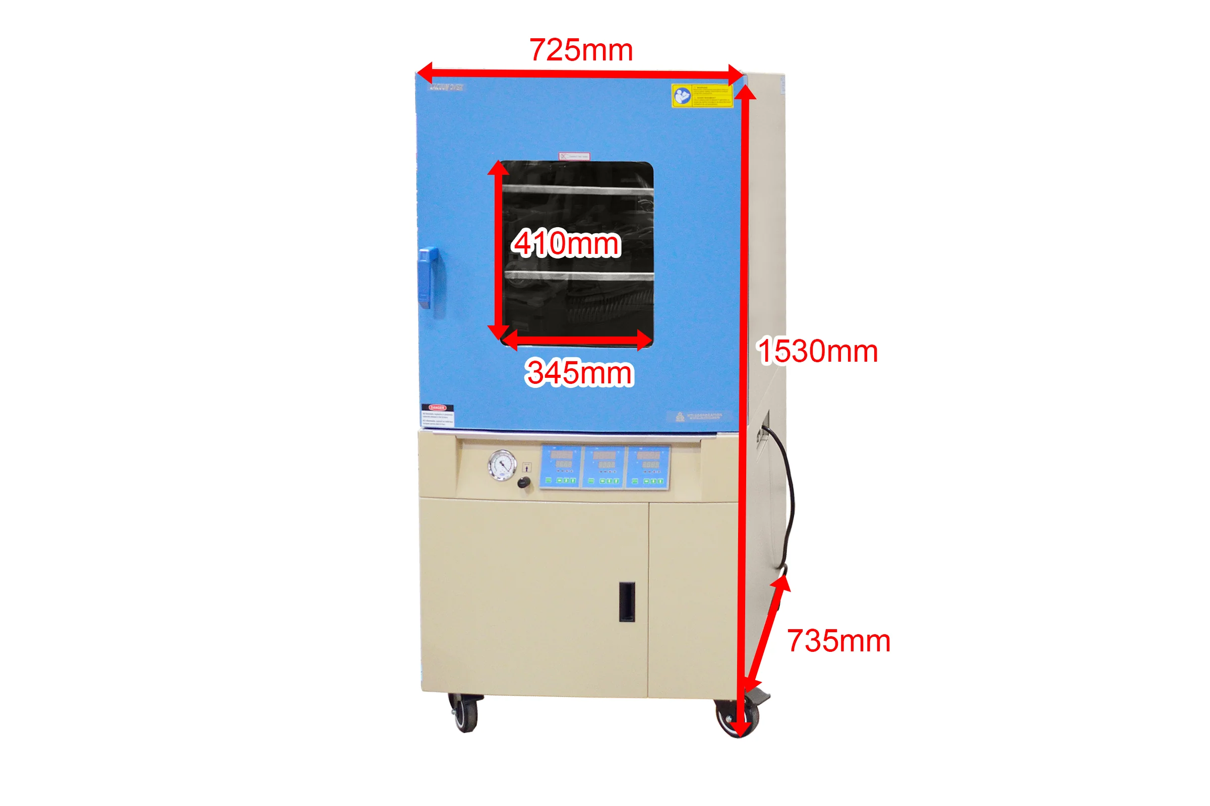200C Large Vacuum Oven w/ Vacuum Pump and 3 Zone Heating, 22x25x24", 215 L - DZF6210 - Image 2
