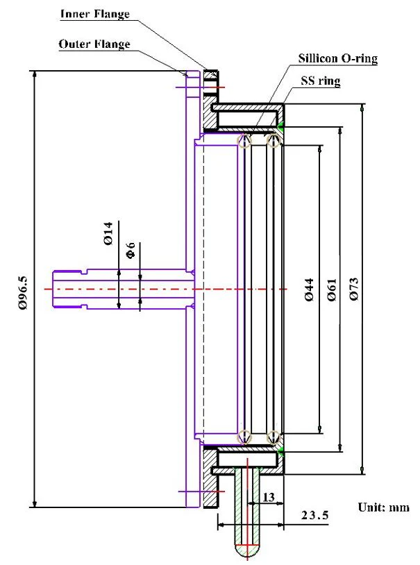 Sealing Flange with Water Cool Jacket for 40mm / 42mm dia.Tube - FG-40WC - Image 3