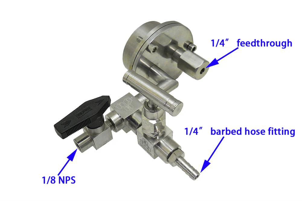 Right side flange with KF-25 port & 1/4" barbed hose fitting for 2" Tube - FL-50KF25-FT(R) - Image 3