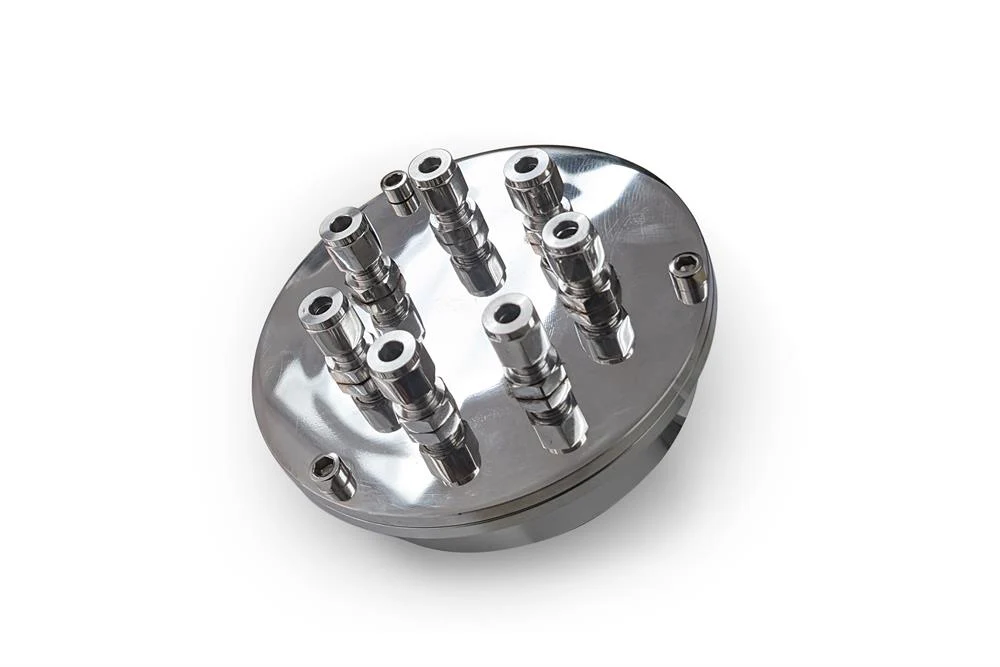 Vacuum Sealing Flange with Seven 1/4" Feedthroughs for 100mm O.D. Tube - FL101FT7 series - Image 2
