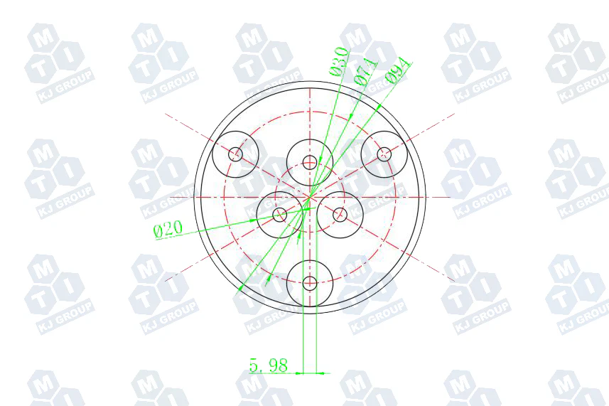 Vacuum Sealing Flange with Seven 1/4" Feedthroughs for 100mm O.D. Tube - FL101FT7 series - Image 3