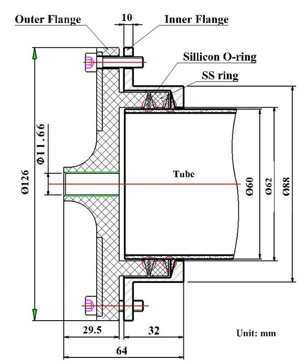 60 mm PTFE Sealing Flange with Valves & Fittings for Corrosive Environment. Tube - FL60-PTFE - Image 4