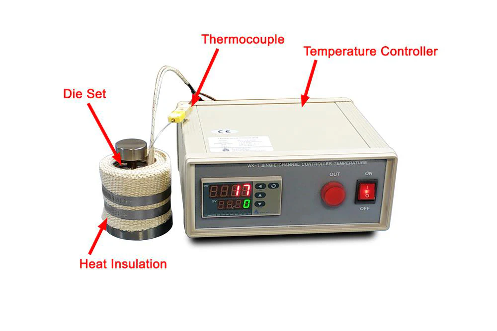 400C Max. Alloy Pellet Pressing Die 1/2" ID w/ Band Heater and Temperature Controller - HC-12DHT - Image 2