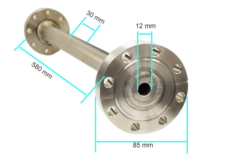 Hi-Pressure Super Alloy Tube with Flange: OD30x ID12x L580 (mm), Max.1100oC - Tube-HP-30-12-580 - Image 3