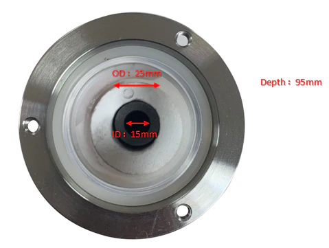Induction Melting Quartz Assembly with Four 1/4" Tube Feedthroughs for 60 mm O.D. Tube - FL60FT4-OK - Image 2