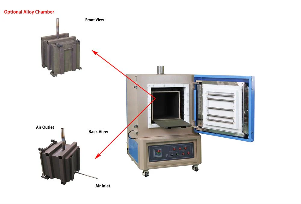 1200°C Max. 5-side Heating Muffle Furnace (20x20x20", 125L) w/ Optional Alloy Chamber - KSL-1200X-MAX - Image 4