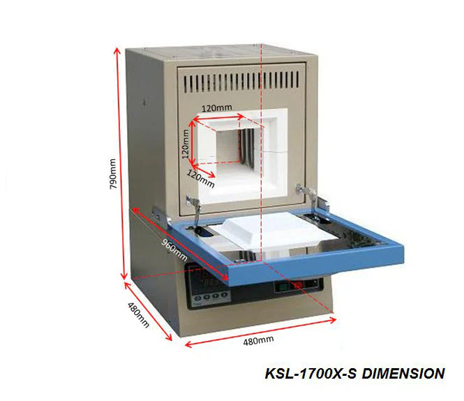 1750C Compact Muffle Furnace (4.7"x4.7"x4.7",1.7L) with Kanthal Super-1800 Heating Element - KSL-1700X-KS - Image 2