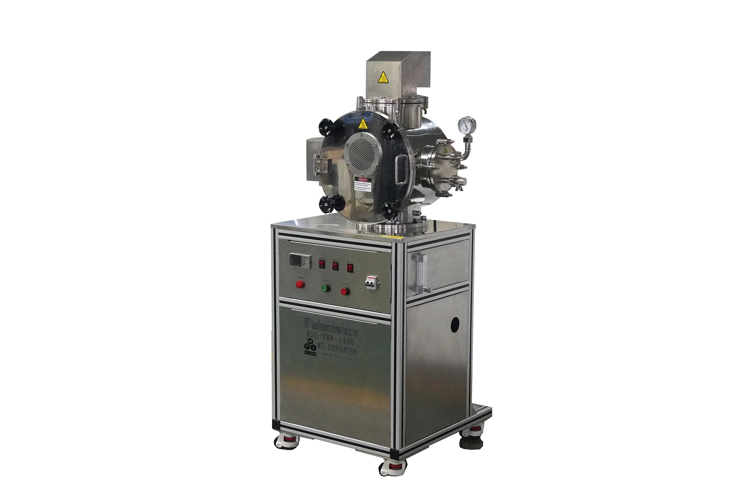 1400ºC Max Vacuum and Atmosphere Controlled Microwave Crucible Furnace with Water-cooled SS Chamber - KSL-VMW-1400 - Image 2