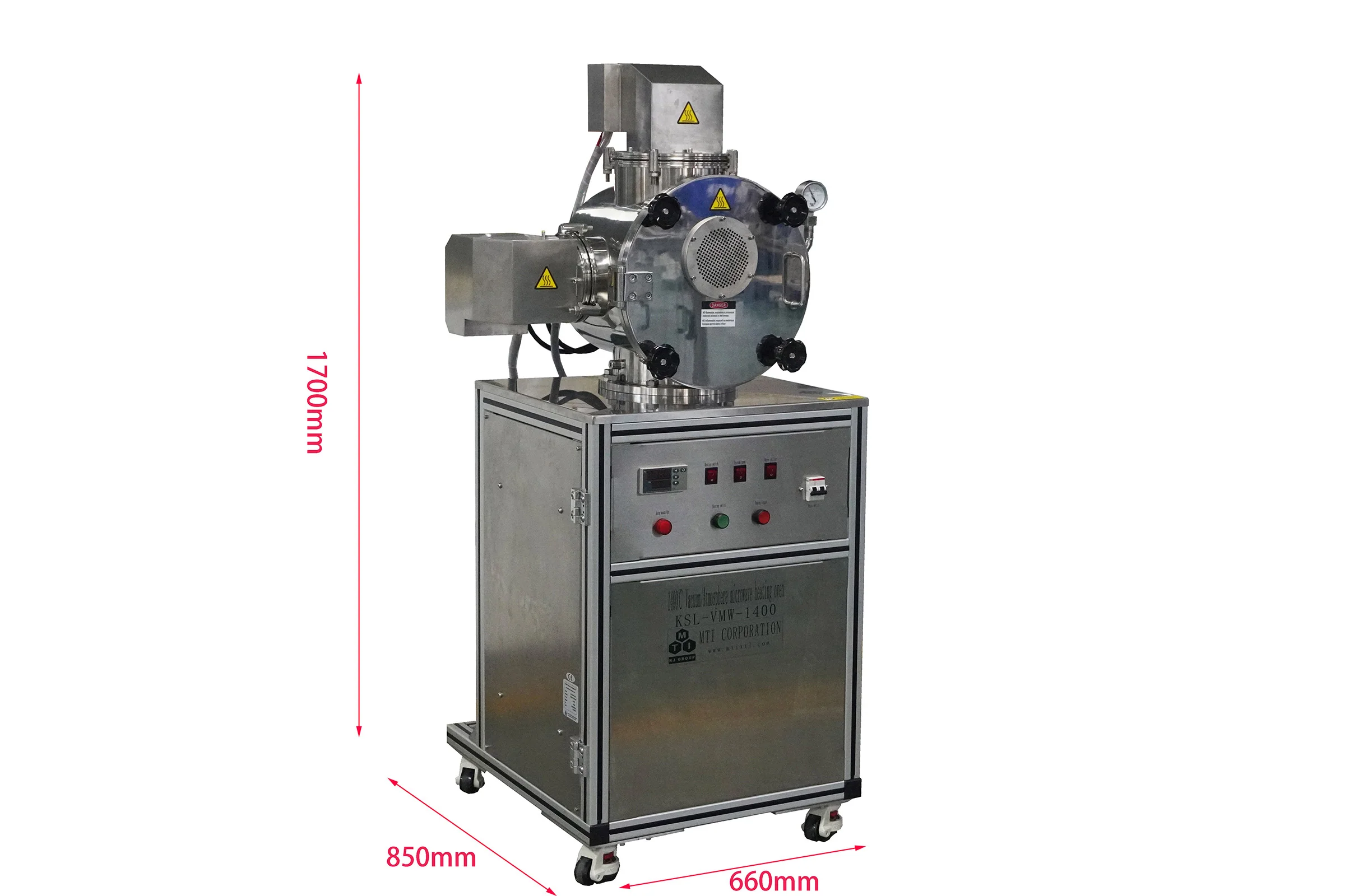 1400ºC Max Vacuum and Atmosphere Controlled Microwave Crucible Furnace with Water-cooled SS Chamber - KSL-VMW-1400 - Image 3