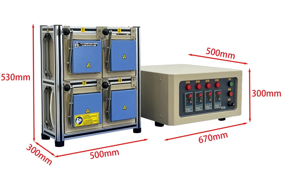 1100°C Four Chamber HTP Muffle Furnace  w/ Programmable Temp. Controller - KSL1100XSMGI4 - Image 5