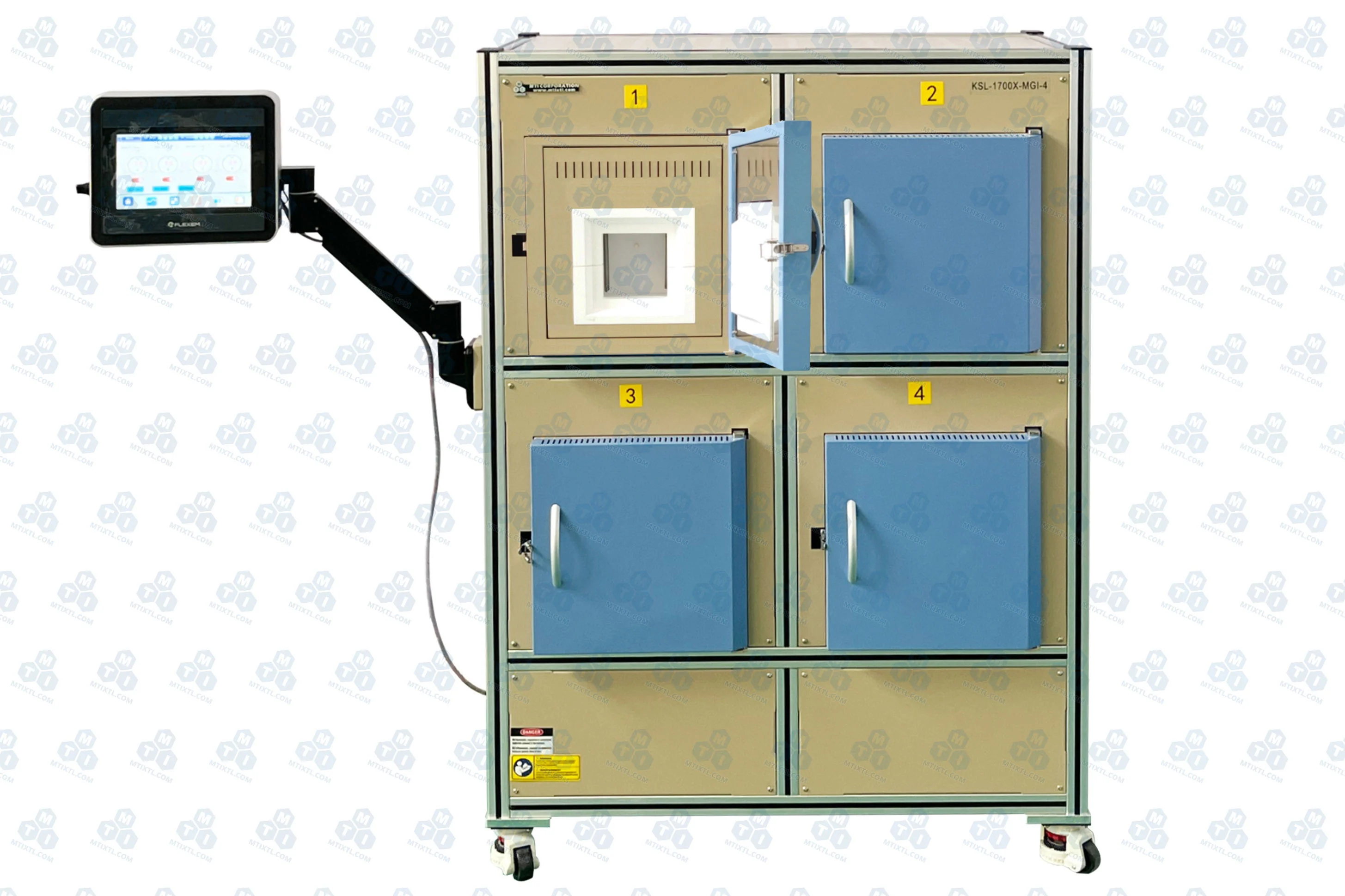 1700℃ Max 4 Chambers HTP Furnace (120*120*120mm) for Space Saving   KSL-1700X-MGI-4 - Image 2