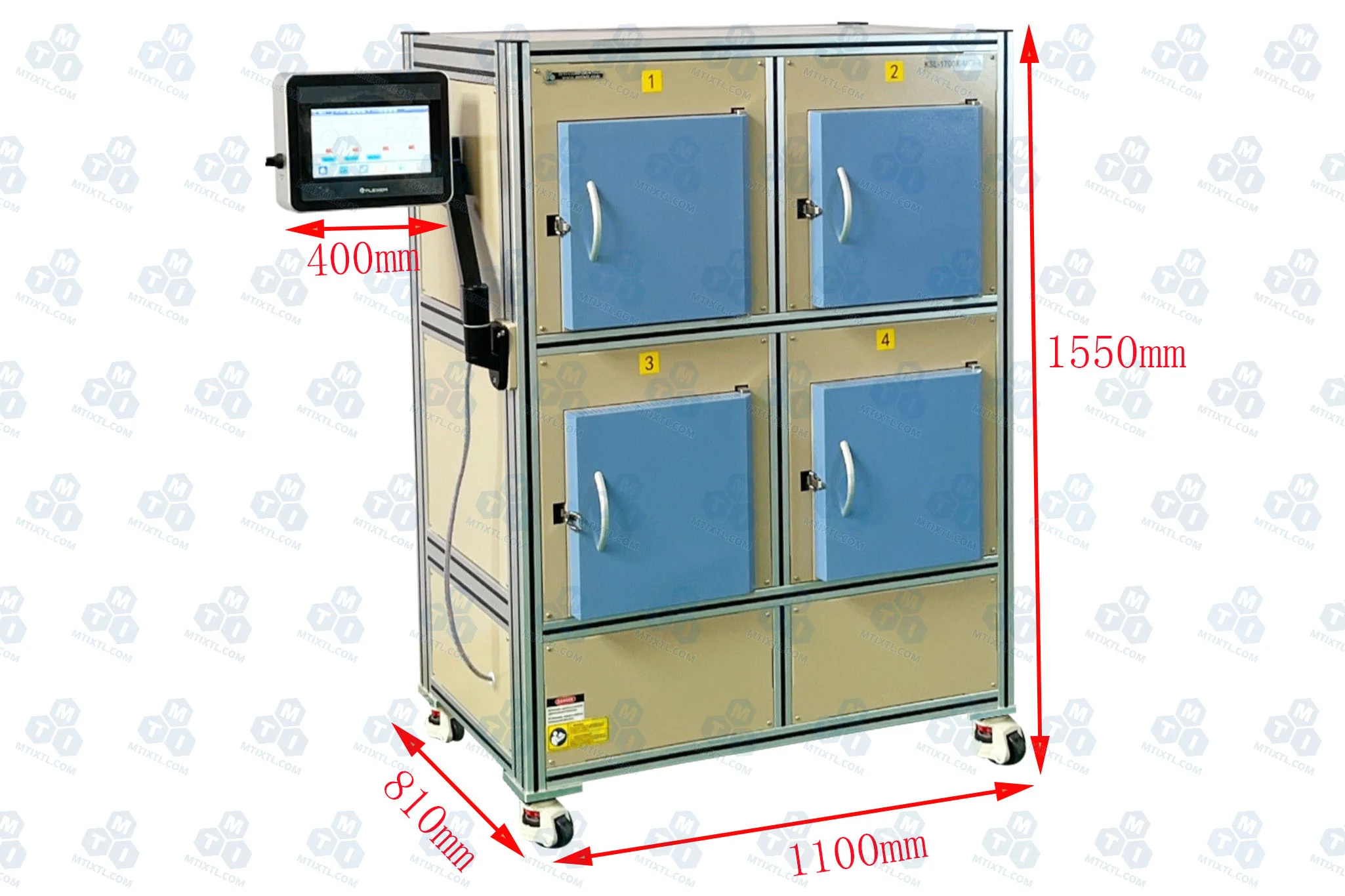 1700℃ Max 4 Chambers HTP Furnace (120*120*120mm) for Space Saving   KSL-1700X-MGI-4 - Image 3
