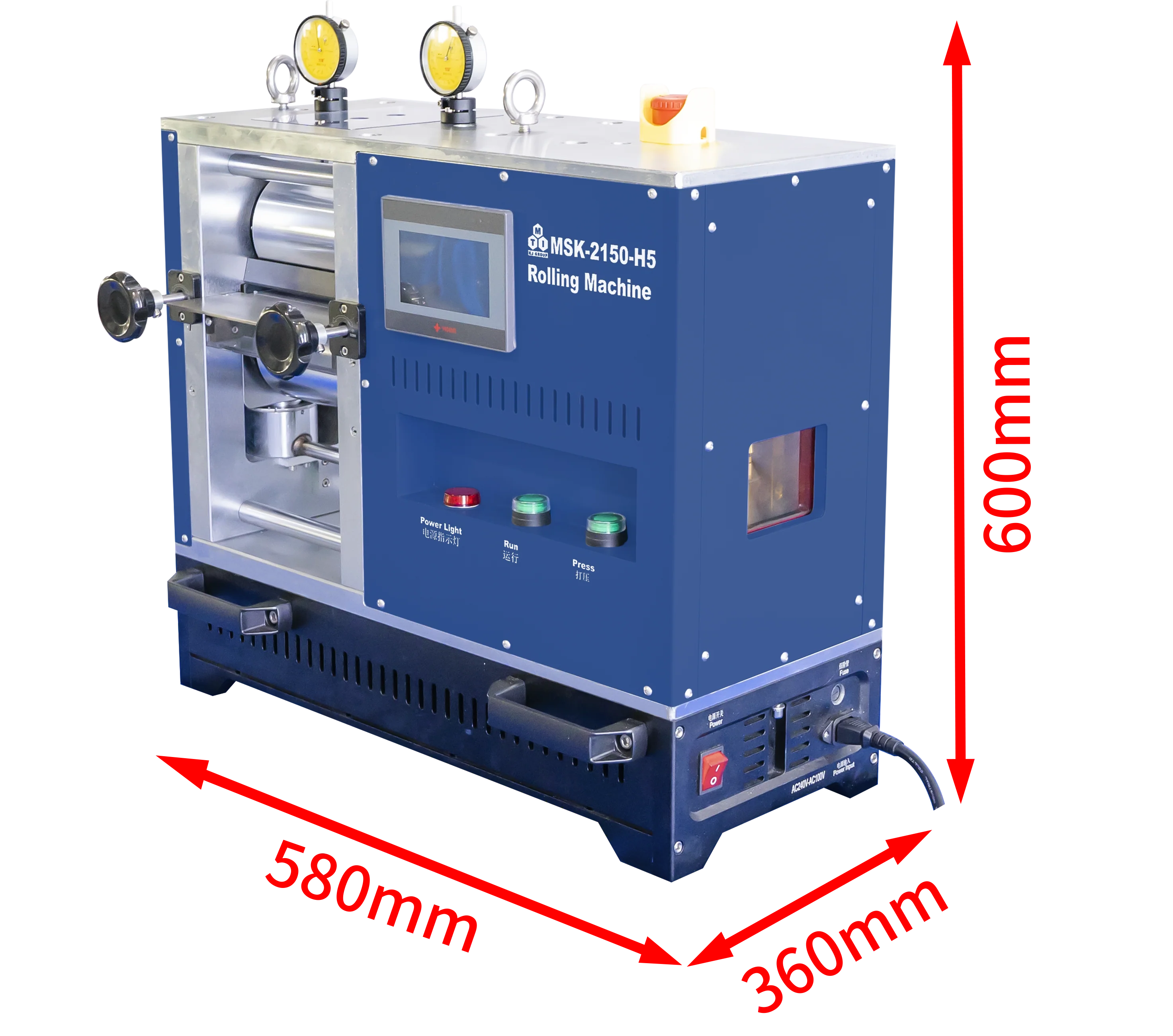 5T Max. Pressure-Control Cold Rolling Press (6" or 8" W x 4"Dia.), Glovebox Compatible & R2R Option - MSK-2150-H5 - Image 5