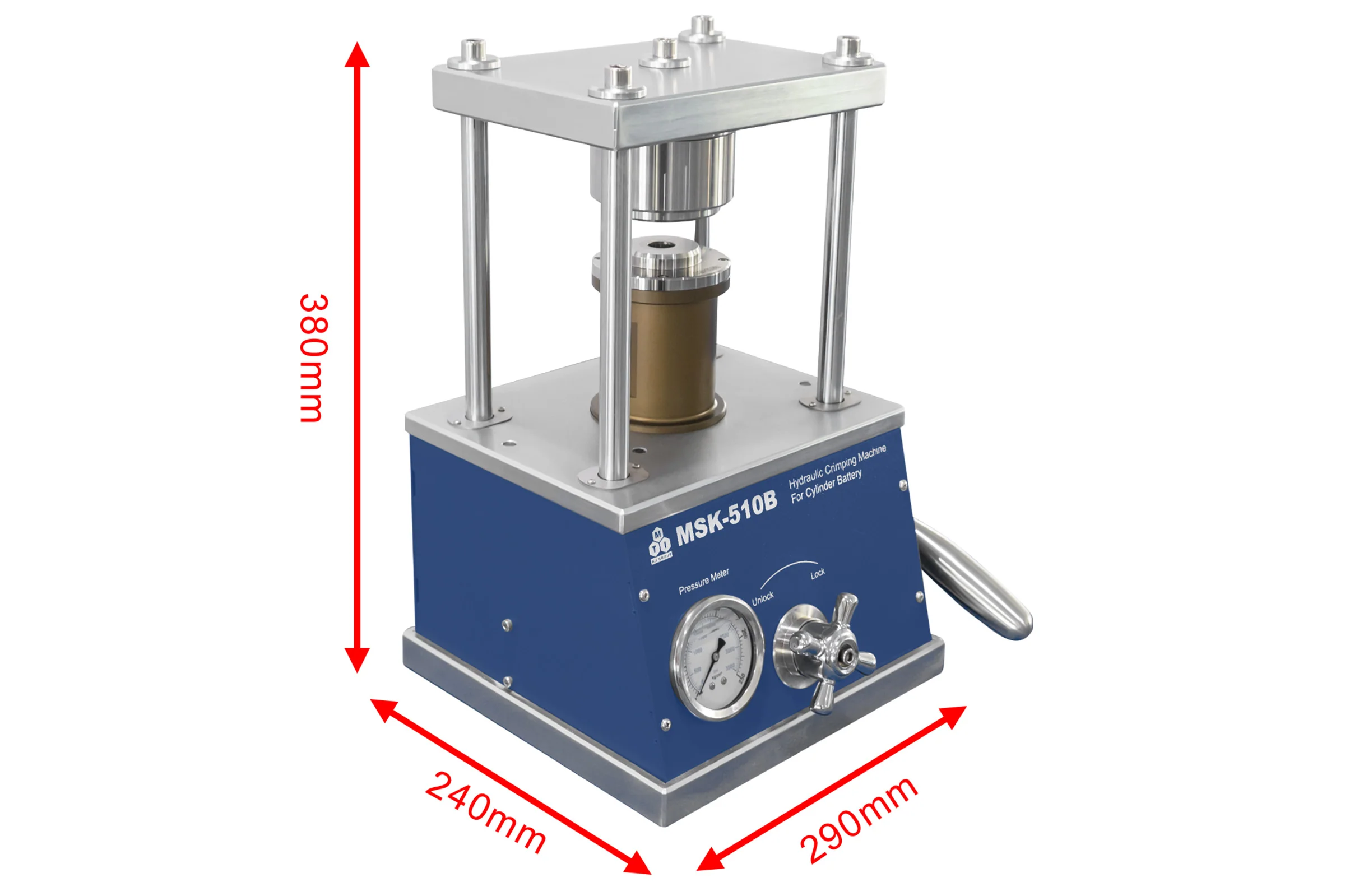 Hydraulic Crimping Machine for Universal (Ø 10-50mm, 20-140mm L) Cylindrical Cases  - MSK-510B - Image 5