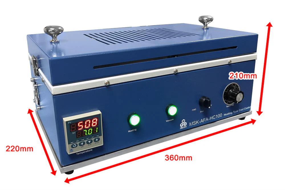Mini Tape Casting Coater w/ Heat-able Vacuum Bed ( 130Wx200L mm, 100C Max) & Vacuum Pump. - MSK-AFA-HC100 - Image 2