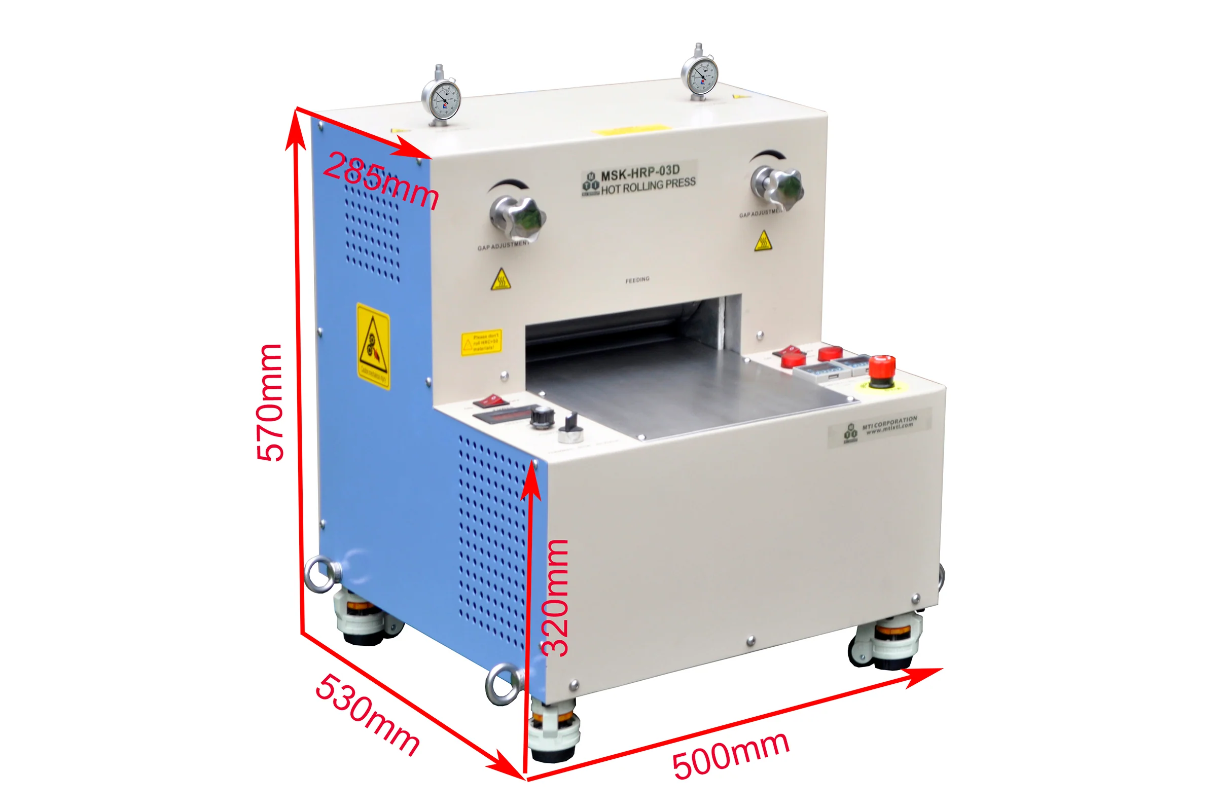 110°C Hot Rolling Press (8"D x10"W) w/ Dual Temp Controller (Ar Gas Compatible) - MSK-HRP-03D - Image 5