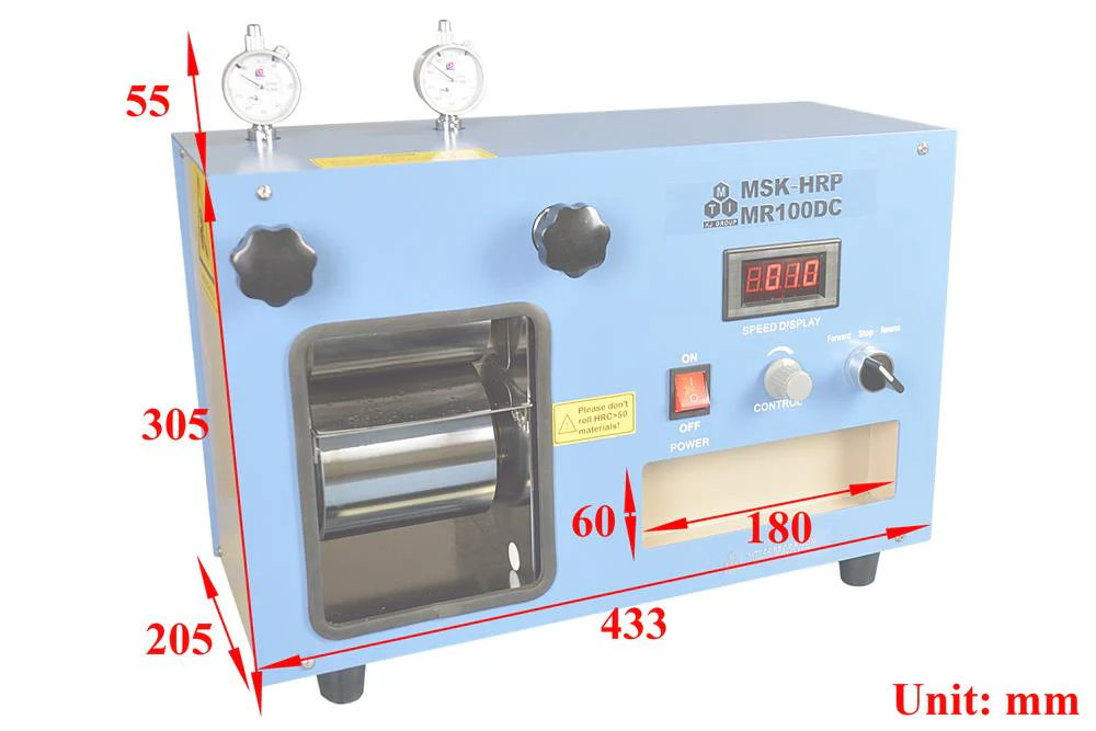 4" Width Electric Cold Roller Press with Optional Ceramic and PTFE Rollers-MSK-HRP-MR100DC - Image 4
