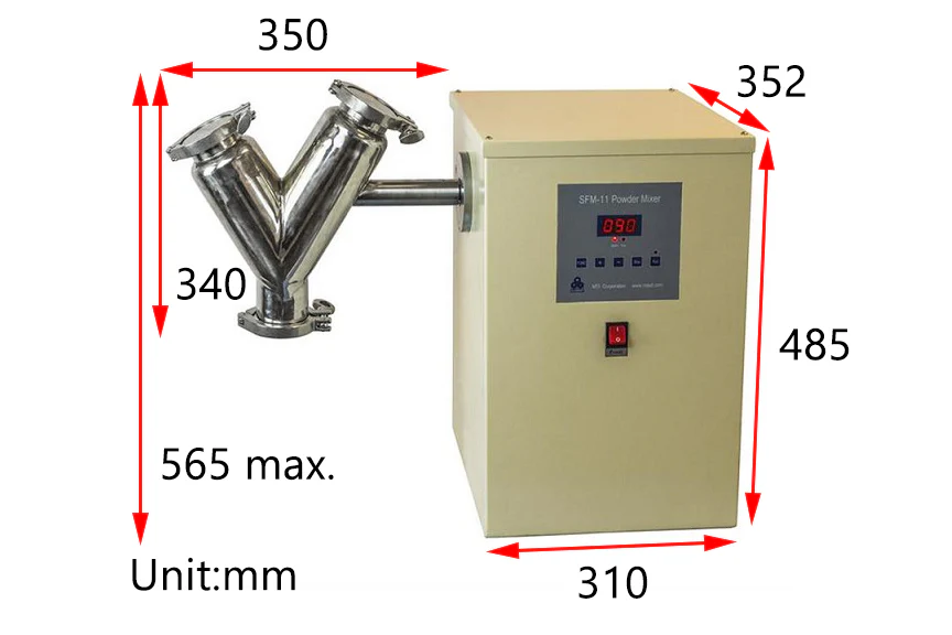 Bench-top V-Shape Ball Mill w/ Optional SS Tank 50, 250 , 2500ml (Ar Gas Compatible) - MSK-SFM-11-LD - Image 4