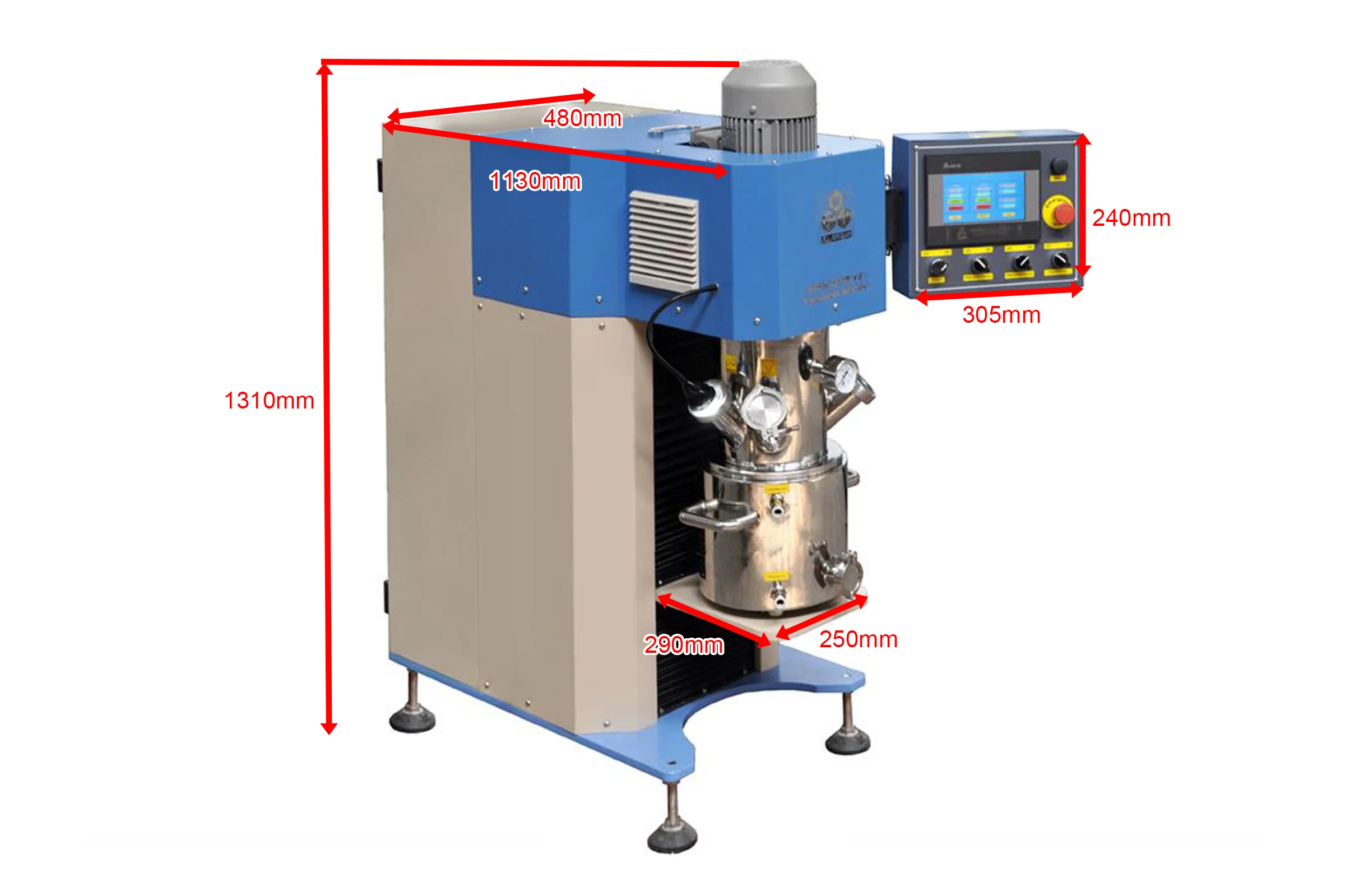 5 Liter Tri-Shaft Planetary Vacuum Mixer with Vacuum Pump and Water chiller - MSK-SFM-5L - Image 2