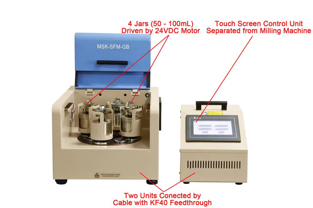 Programmable Planetary Ball Mill w/ Control Unit (4x100ml jar , Ar Gas Compatible) - MSKSFMGB - Image 2