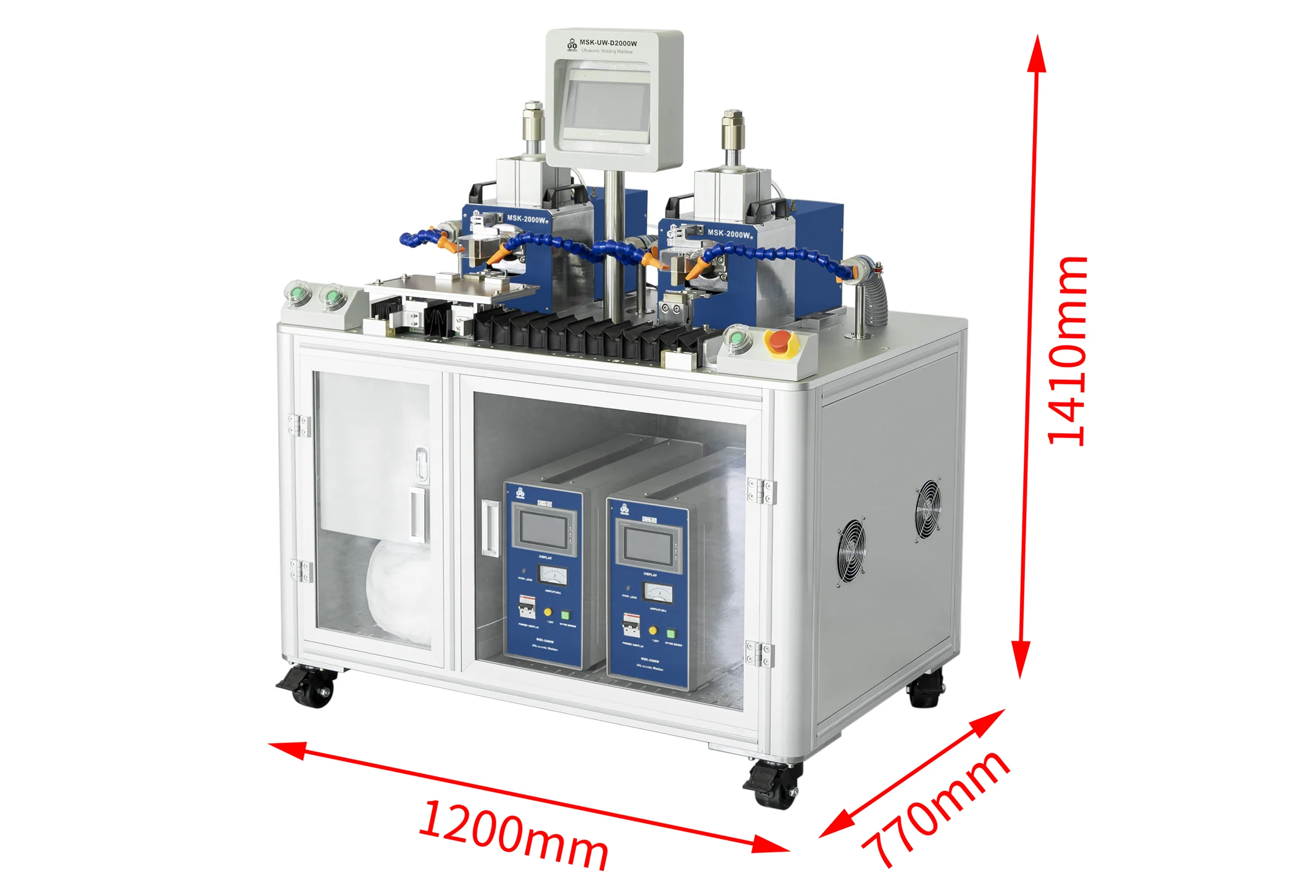 Dual-Station 3000W Ultrasonic Metal Welder( Max. 40 layers) with Fixture on Sliding Rail, 20KHz- MSK-UW-D3000W - Image 3