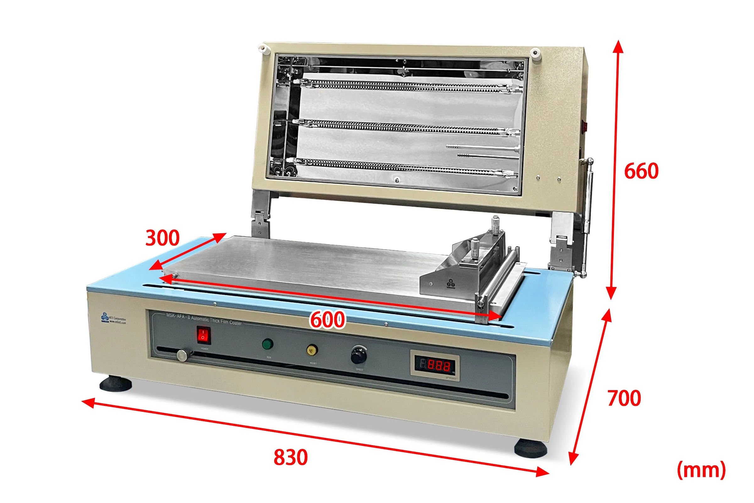 120°C Max. Film Coater w/ Vacuum Bed (12"Wx24"L) and Rapid Infrared Heating Cover & 250mm Doctor Blade - MSK-AFA-IIVCIR - Image 3