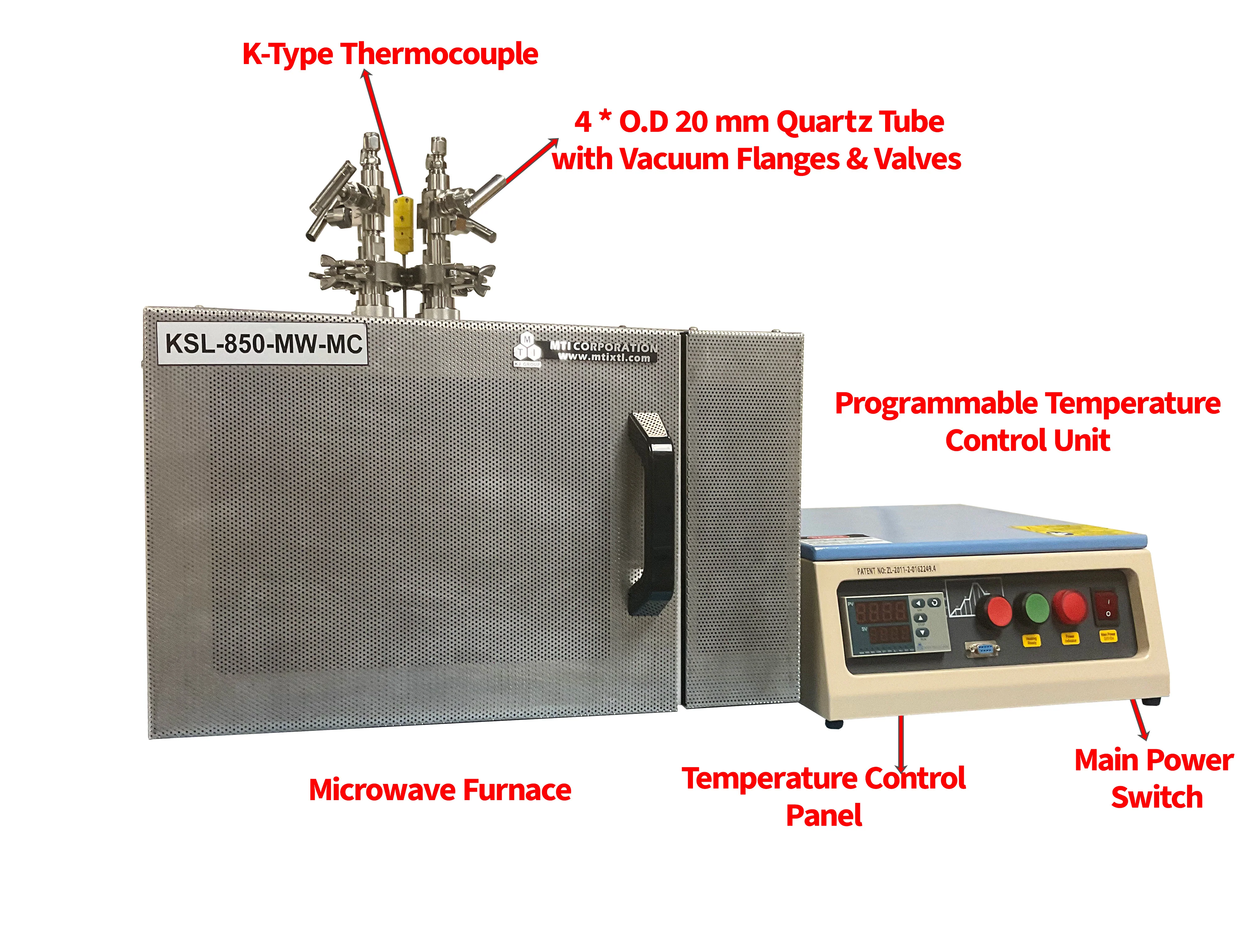 850°C Max.  Four Tubes ( 20mm OD) Vertical Microwave Sintering Furnace  - MW850X204 - Image 2