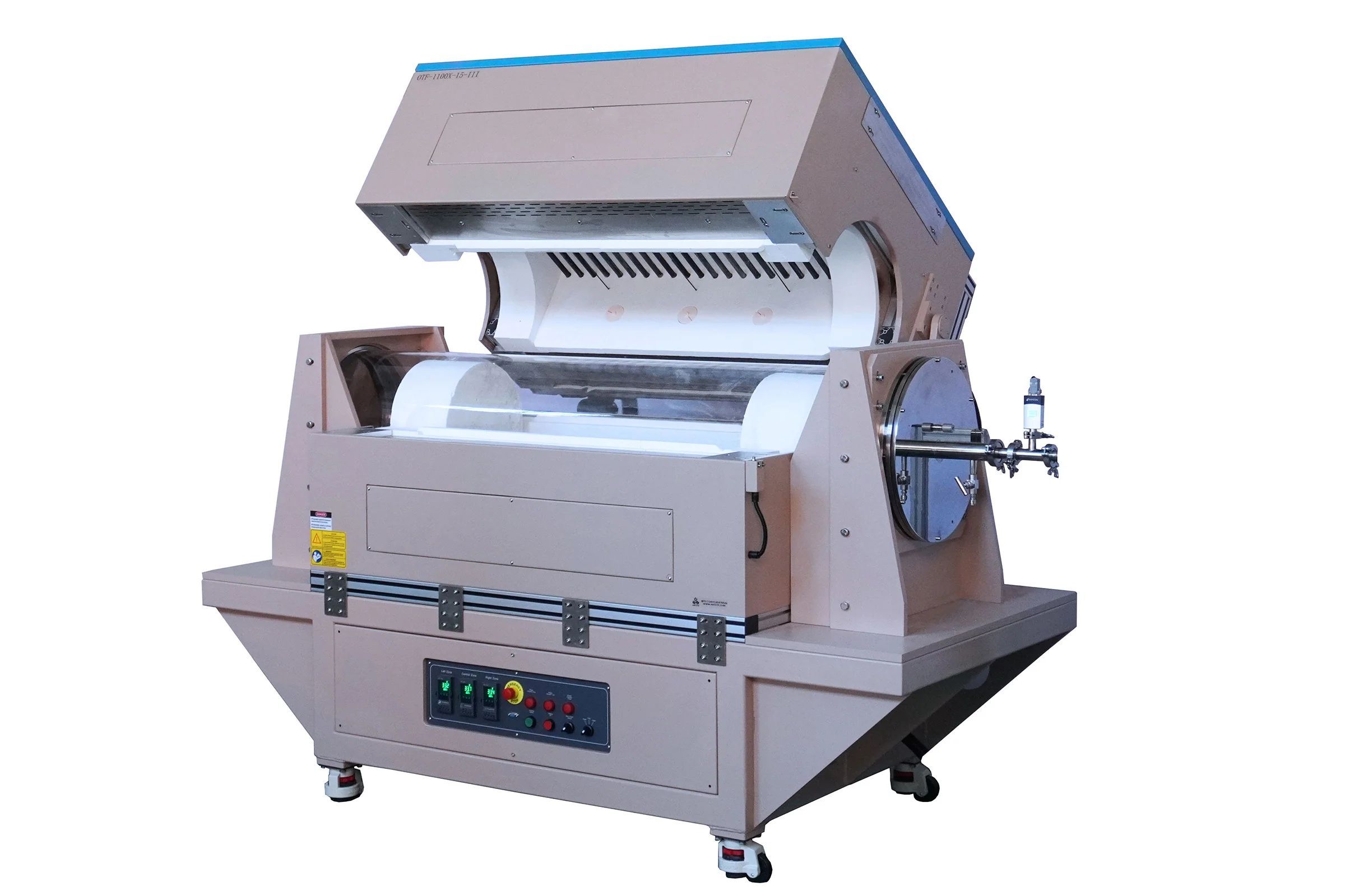 1100°C Three-zone Tube Furnace w/ an 11" or 15" Quartz Tube & Hinged Flanges - OTF-1100X-III - Image 3