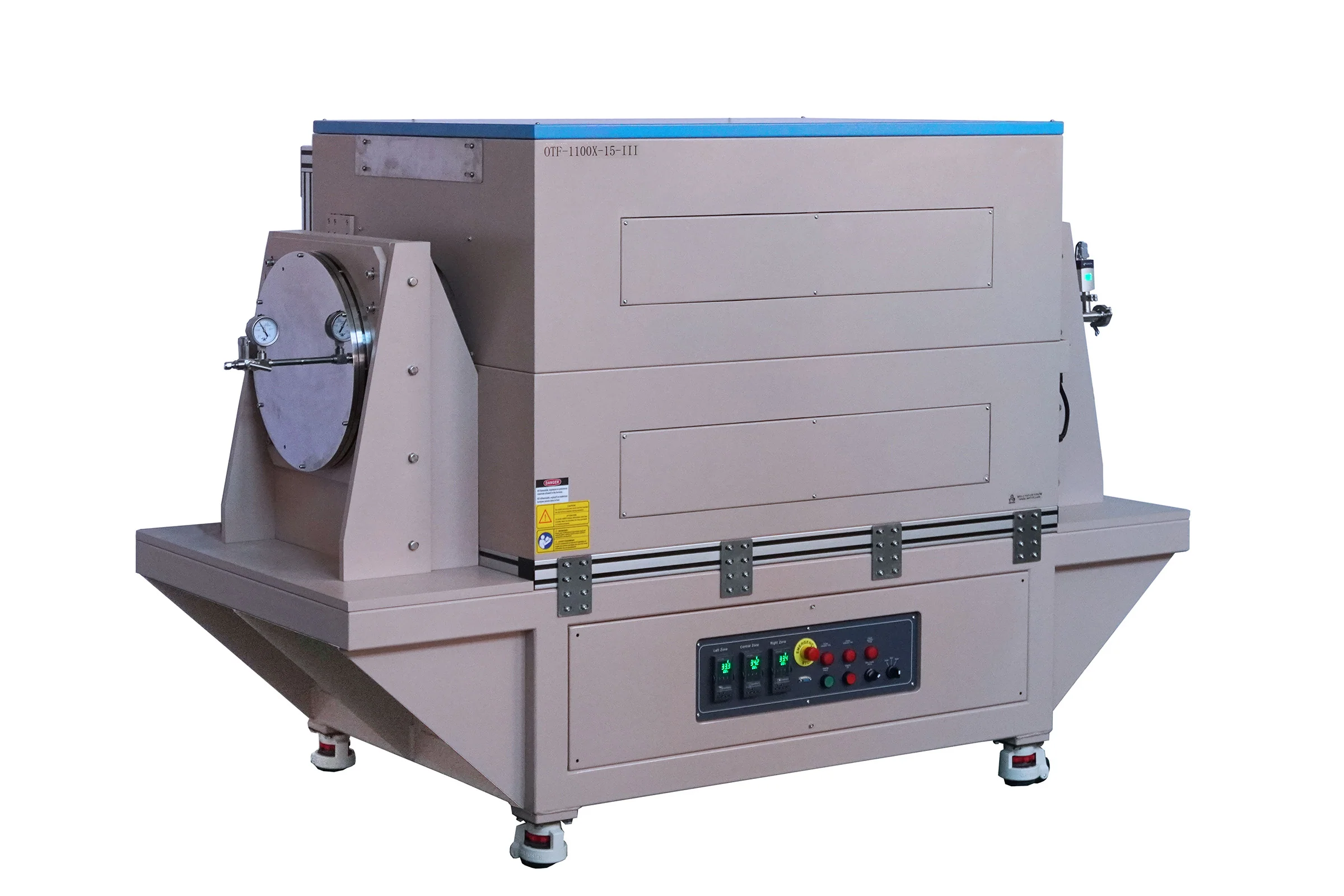 1100°C Three-zone Tube Furnace w/ an 11" or 15" Quartz Tube & Hinged Flanges - OTF-1100X-III - Image 4