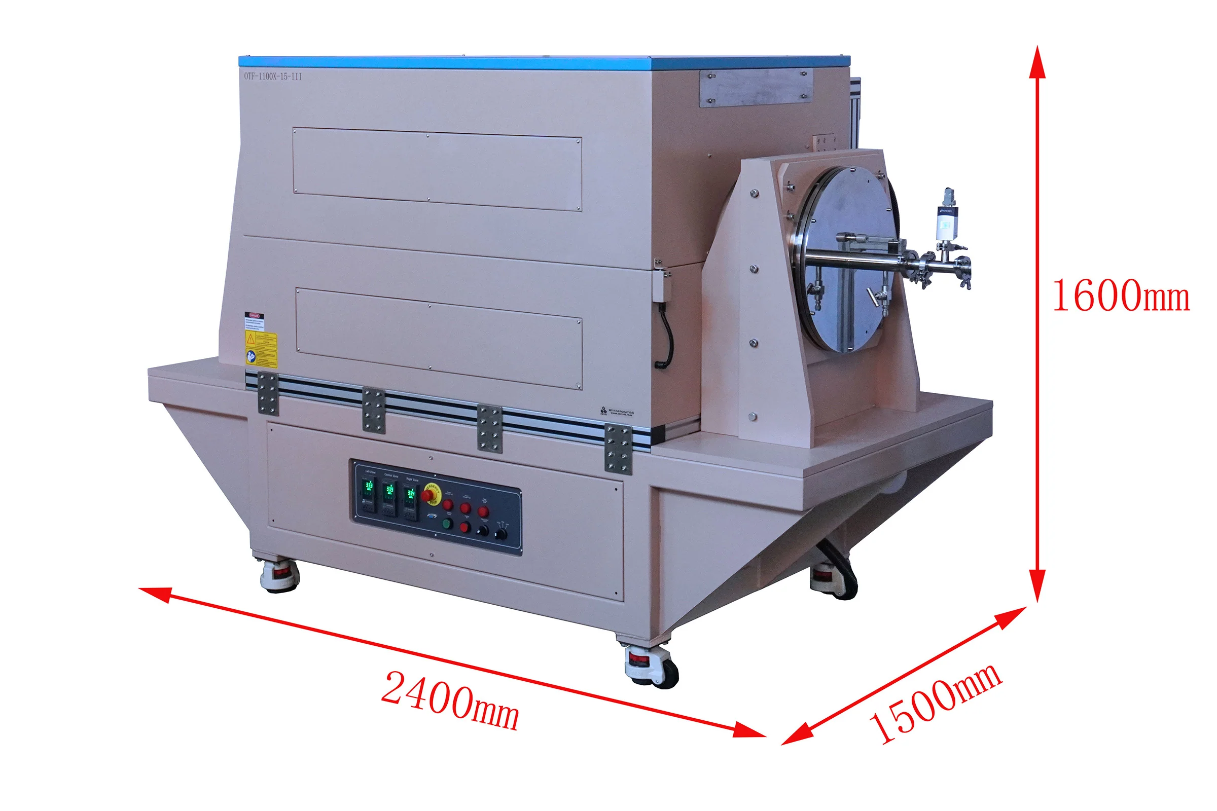 1100°C Three-zone Tube Furnace w/ an 11" or 15" Quartz Tube & Hinged Flanges - OTF-1100X-III - Image 5