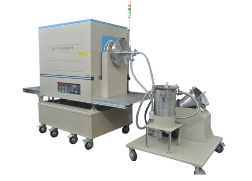 1100C 15 Rotary Furnace w/ 3 Zones and Powder Feeding For Powder CVD - OTF-1100X-R-15-AF - Image 3
