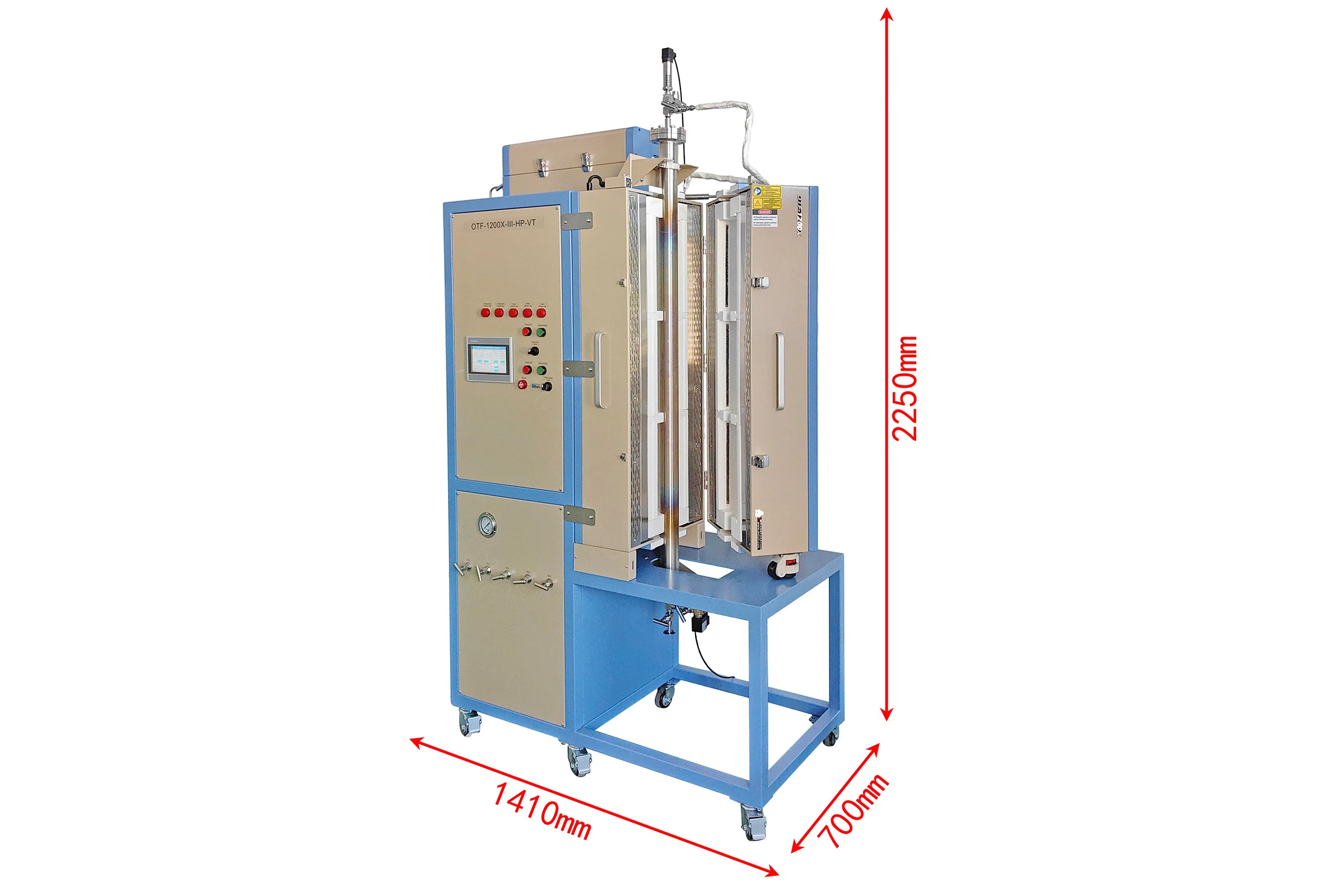 1200°C 3-Zone Fixed/Fluidized Bed Furnace for Methane Reforming and Fischer-Tropsch Reactions- OTF-1200X-III-HP-VT - Image 4