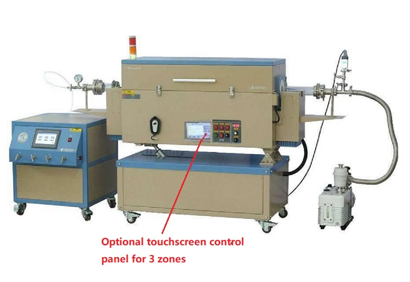 5" Rotary Tube Furnace w/ 3 Zones and Gas Delivery System at 1200C Max.- OTF-1200X-III-R5L-LVC4 - Image 2