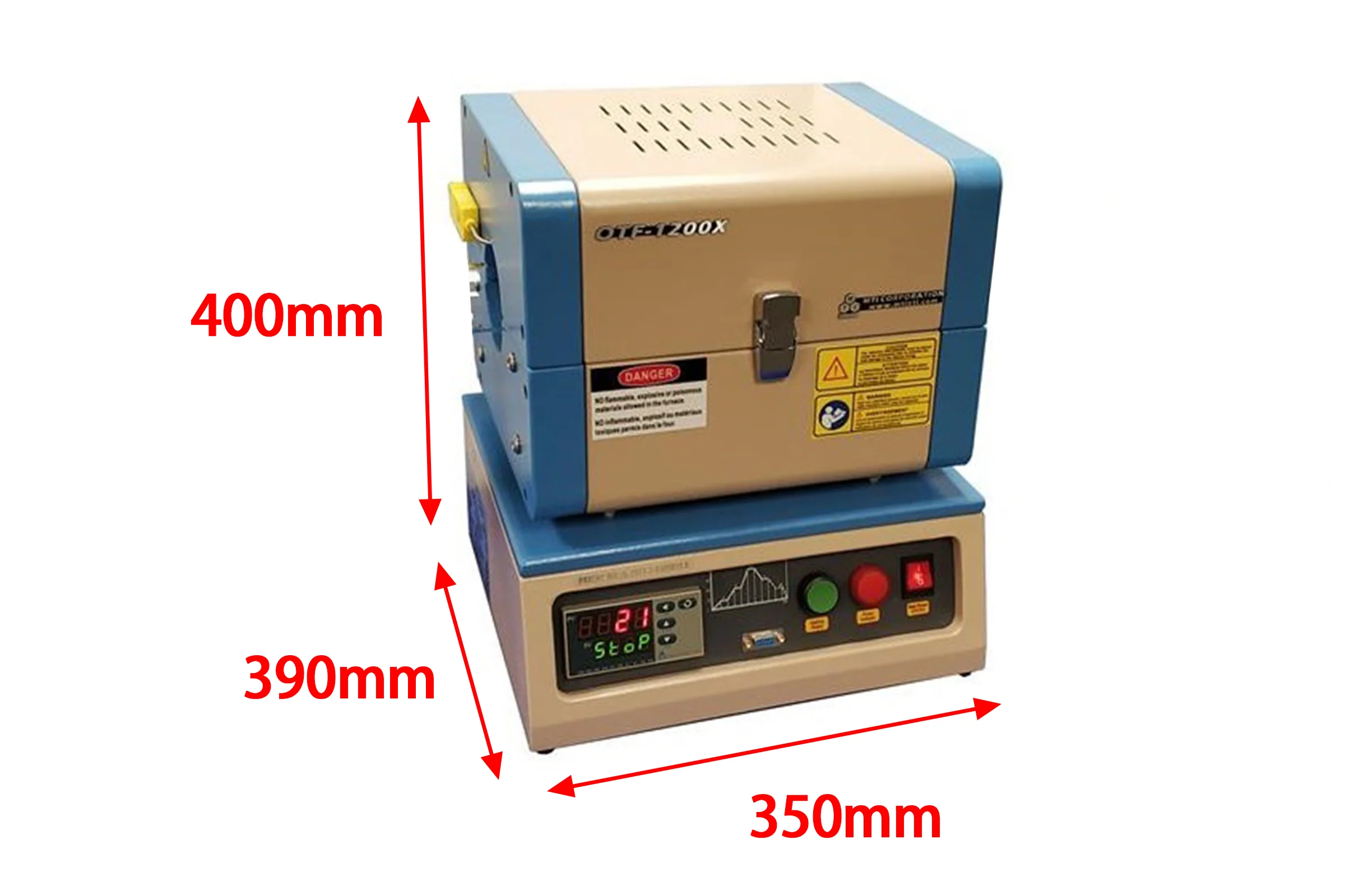 1200°C Compact Split Tube Furnace (8" heating zone) w/ Vacuum Flanges & Optional Tube Size - OTF-1200X-S - Image 3