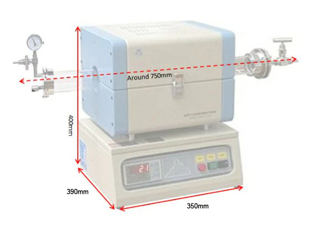 1200°C Compact Split Tube Furnace (8" heating zone) w/ Vacuum Flanges & Optional Tube Size - OTF-1200X-S - Image 5