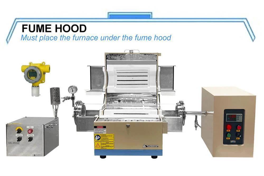 1100C Hydrogen Gas Tube Furnace with 5" Quartz Tube with H2 Detecting System - OTF-1200X-S5-H2 - Image 2