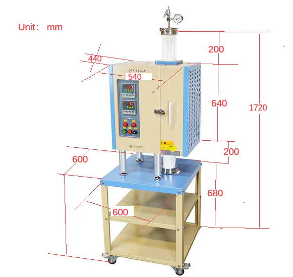 1100°C Two Zones Split Vertical Tube Furnace w/ 4" Quartz Tube & Vacuum Flanges - OTF-1200X-VT-II-100 - Image 4