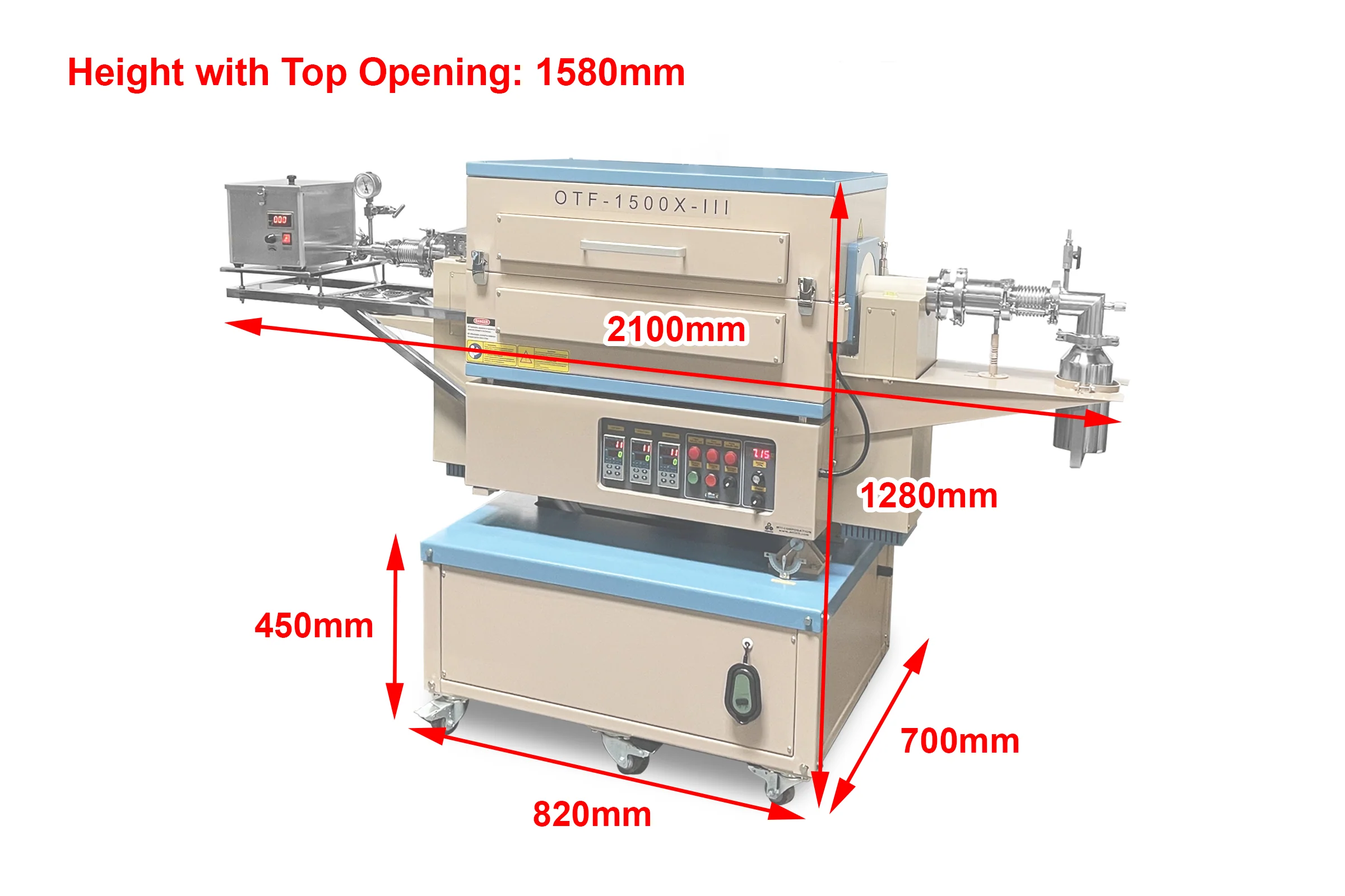 1500C 3-Zone Rotary 60mm Furnace with Automatic Feeding & Receiving System - OTF-1500X-III-R60-AF - Image 5