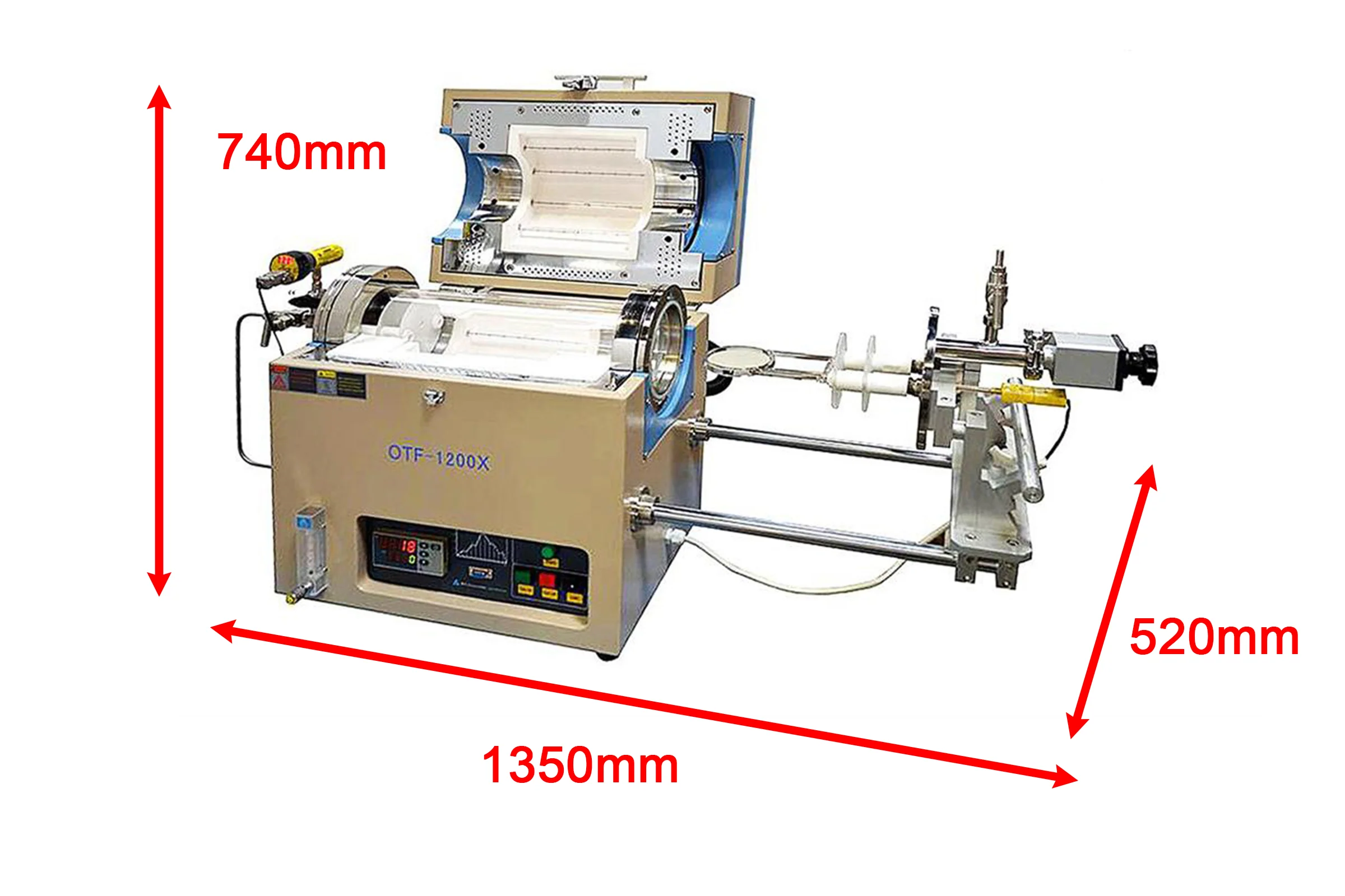 Compact Atmosphere Controlled RTP Furnace with 4" ID Quartz Tube up to 1100°C - OTF1200XRTP4 - Image 2