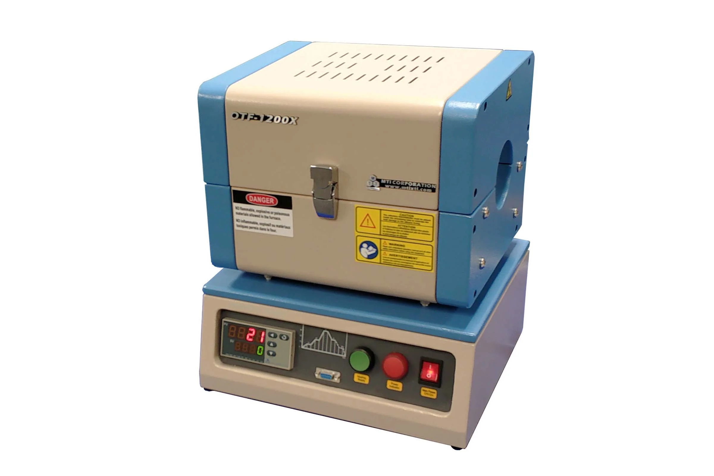 1-2" 1250C Compact Split Tube Furnace with 8" Heating Zone & Programmable Controller - OTF-1200X-S-NT-LD - Image 3
