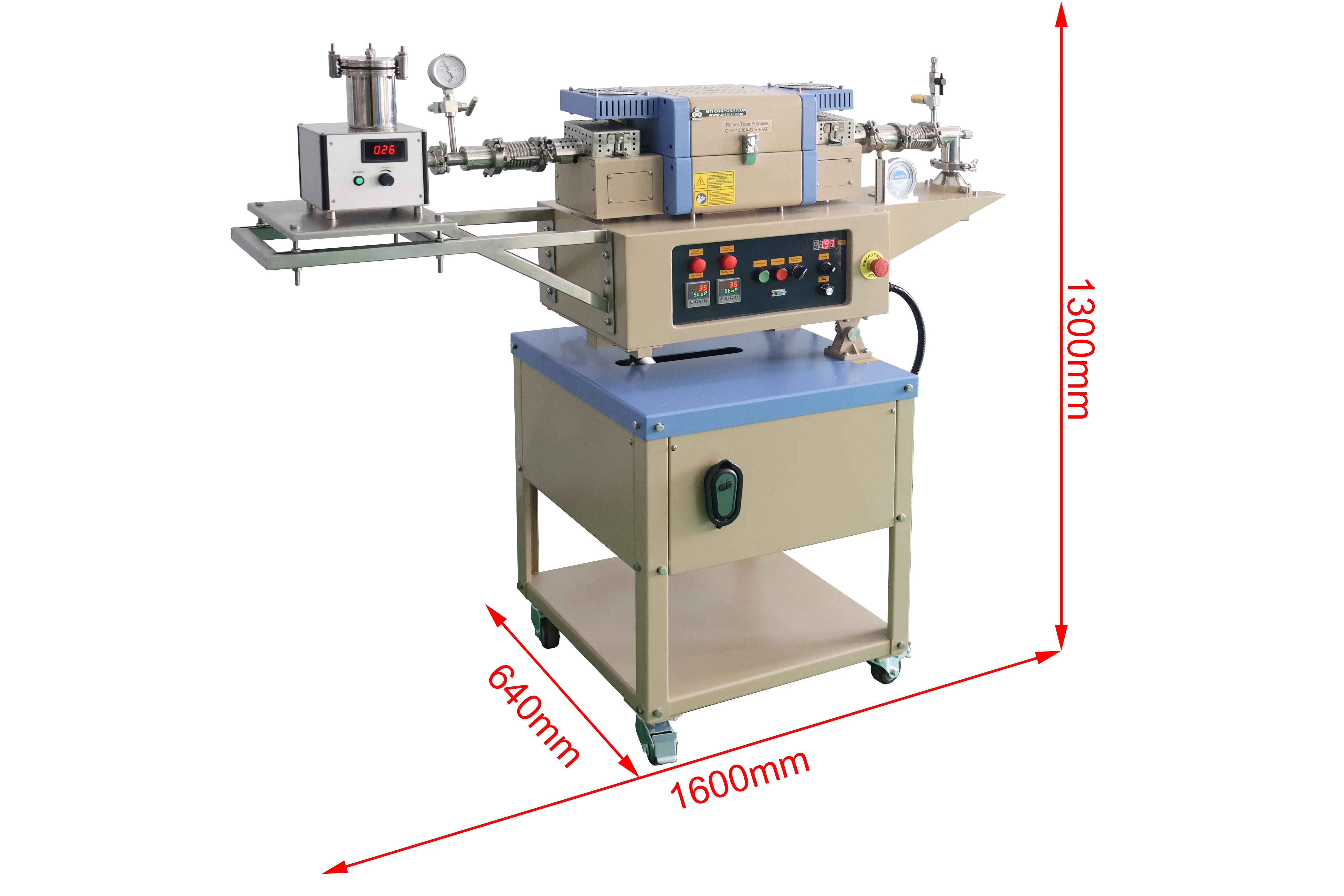 1100°C Dual-Zone Rotary Tube Furnace with Automatic Feeding & Collecting, 110V - OTF1200XIISR-AF - Image 3