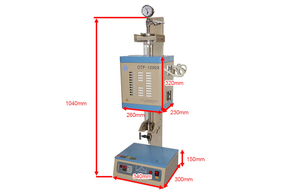 Compact Vertical Split 1" or 2" Quartz Tube Furnace with SS Vacuum Flanges - OTF1200XSVT - Image 3