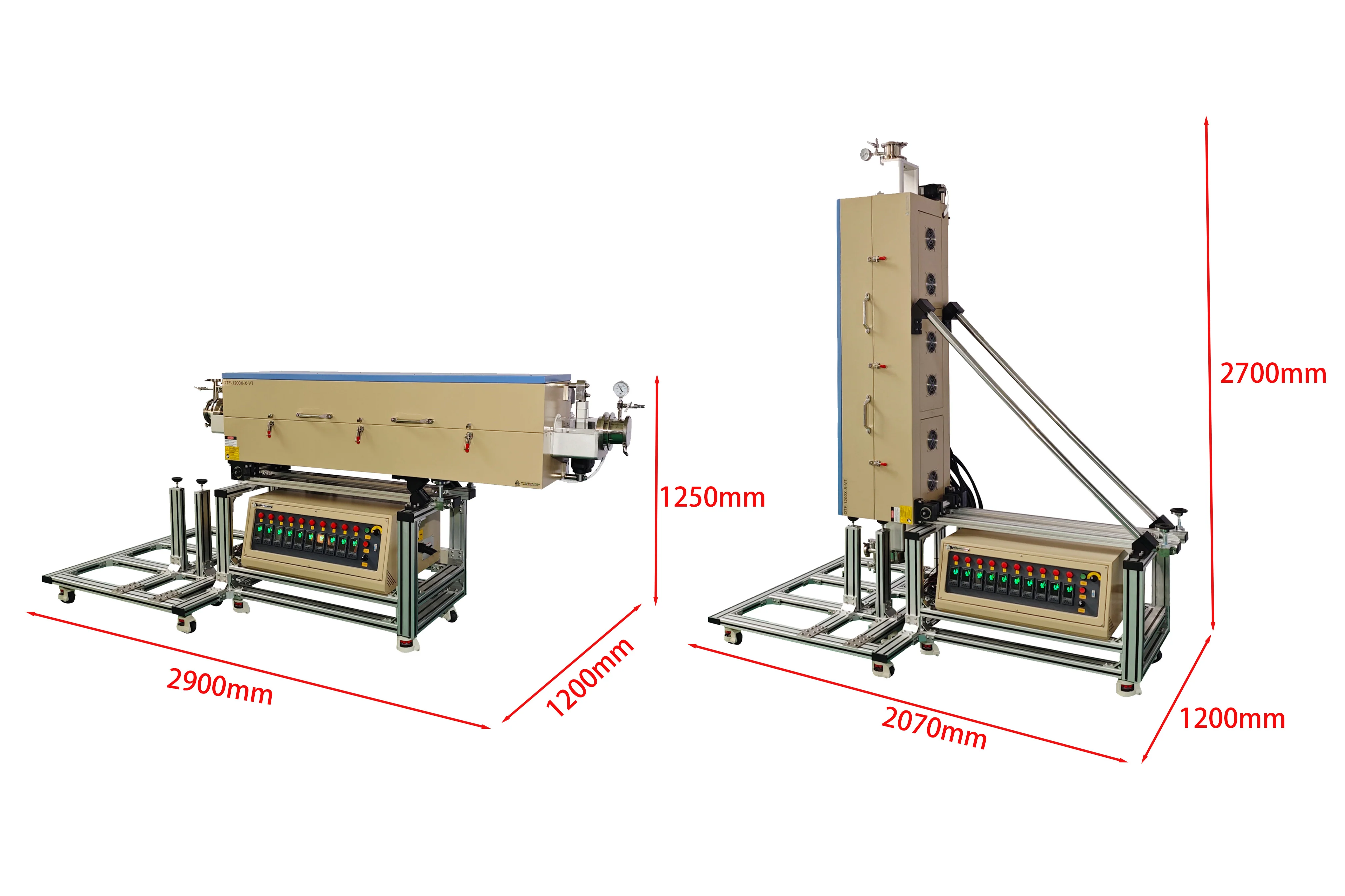1200°C, 10-zone  Ø25-100 mm Tube Furnace w/ Horizontal & Vertical Positions - OTF-1200X-X-VT - Image 8