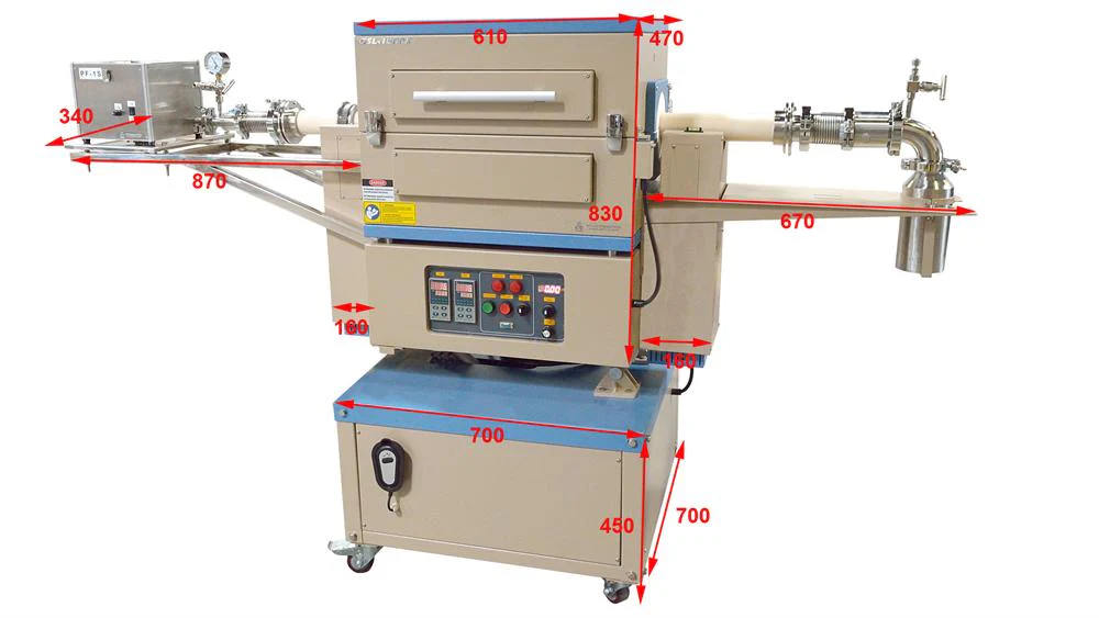 1500°C Max. Dual Zone Rotary Tube Furnace with 60 mm OD Alumina Tube - OTF-1500X-II-R60 - Image 3