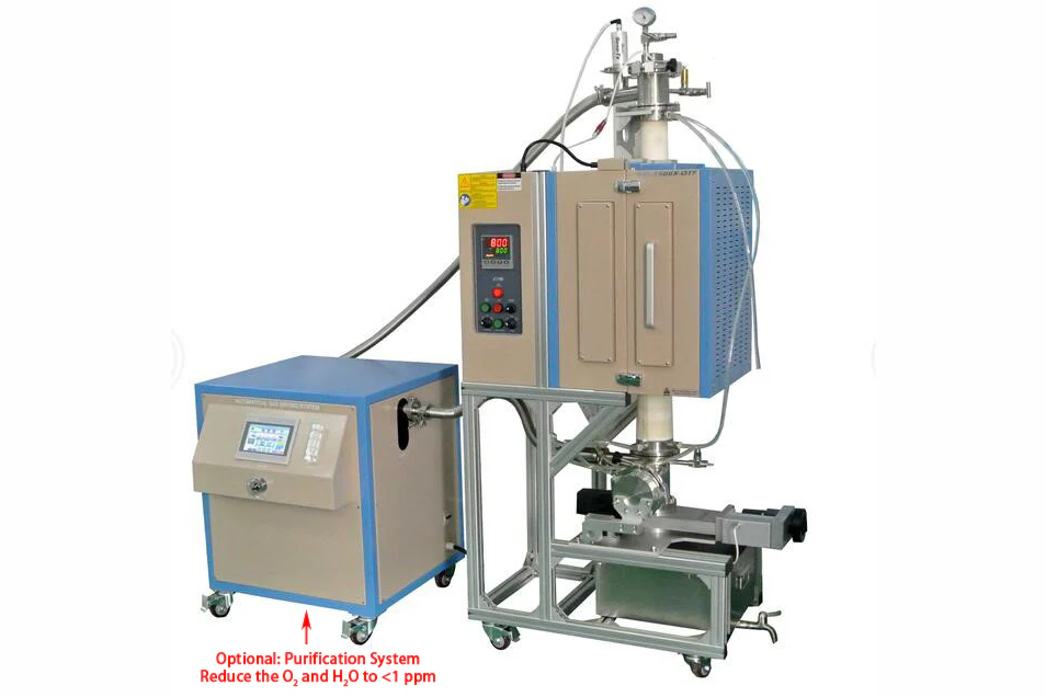 1500 C Atmosphere Controlled Quenching Furnace with 80 mm OD Alumina Tube - OTF1500XVTQ - Image 2